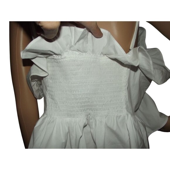 Express Cami Womens Size XL White Tie Ruffle Peplum Cropped top tank cotton crop - Picture 7 of 12